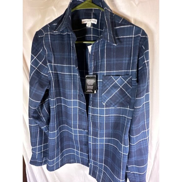 And Now This Mens Flannel Collared Button-Down Shirt - Blue - Size S - NWT - Picture 2 of 5